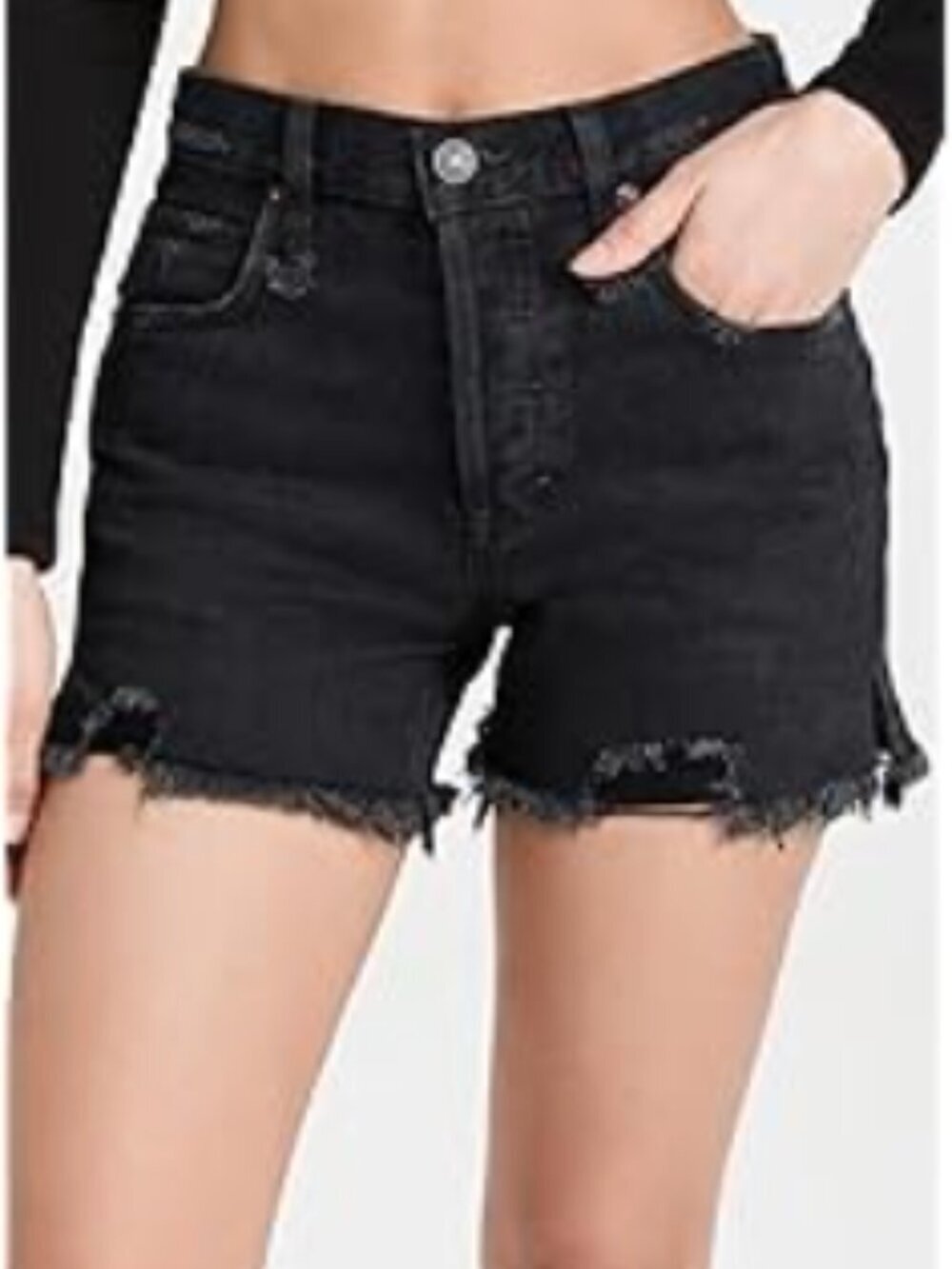 Free People We The Free Makai Cutoffs Washed Black, Button Fly, 28